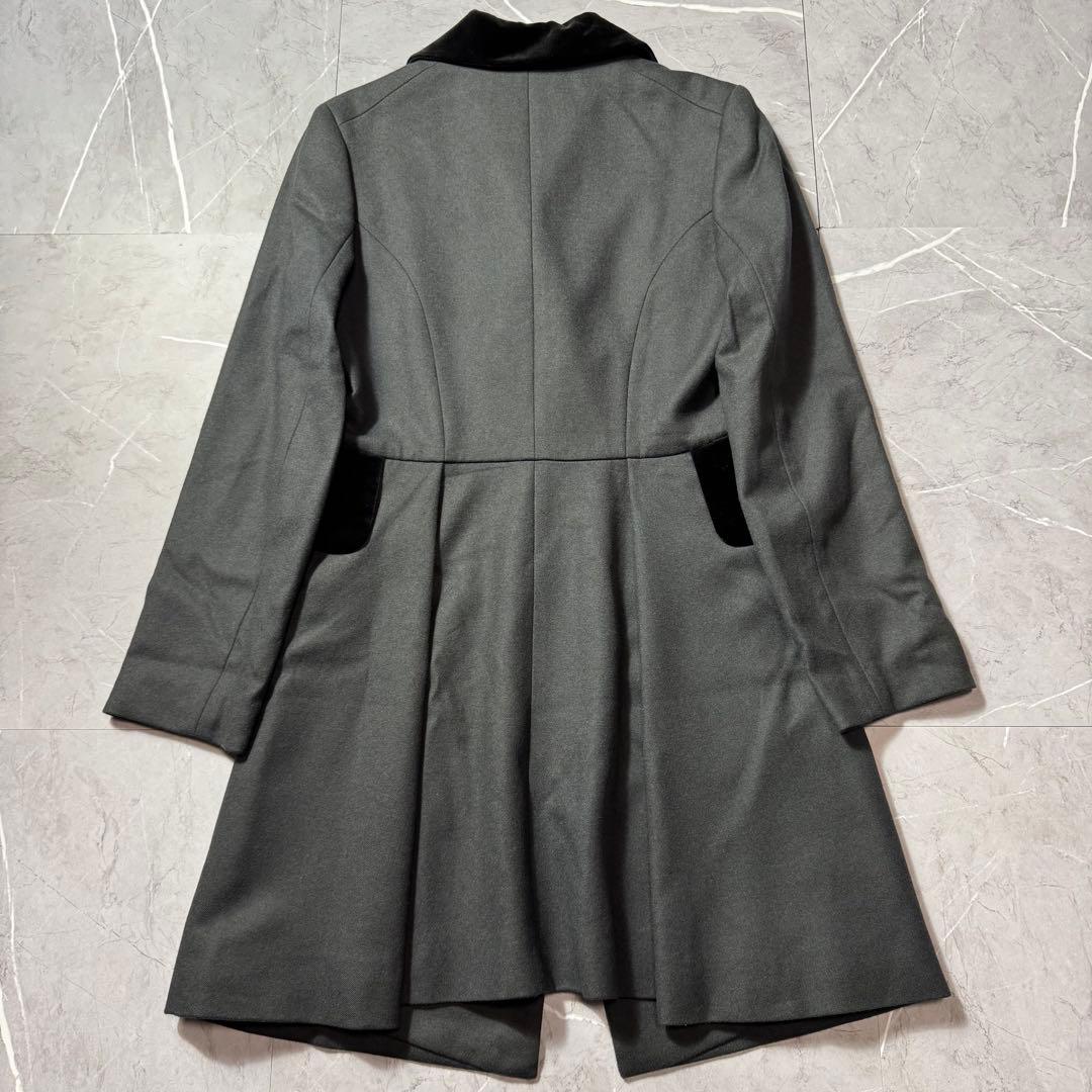【美品】ヴィヴィアンウエストウッド　ロングコート　ベロア切替　オーブ　グレー