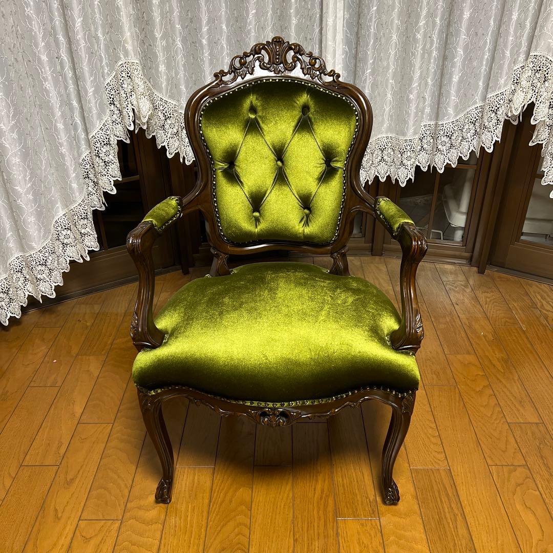 グリーンベルベットダイニングチェア④