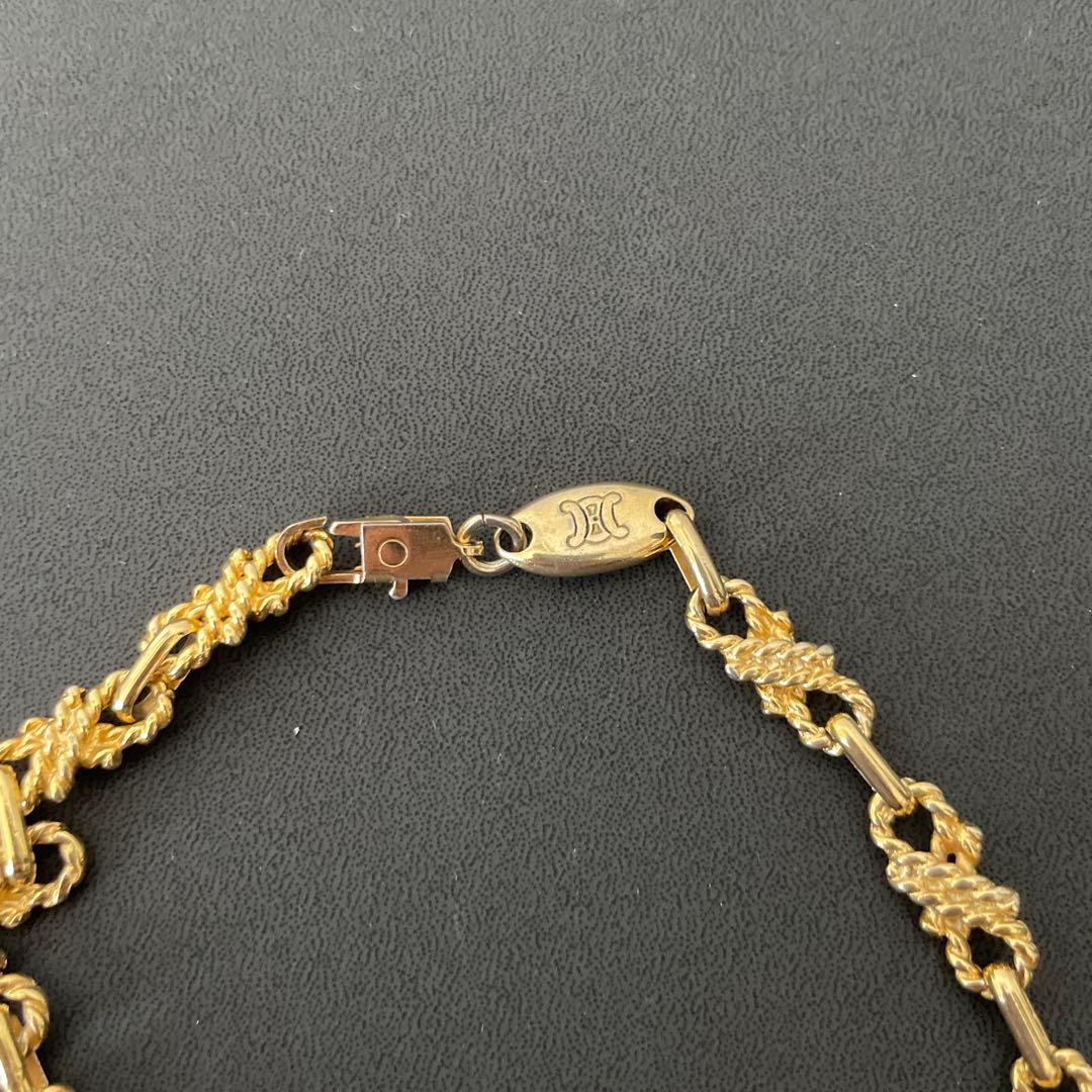 美品 セリーヌ ネックレス リボン ツイスト トリオンフ ゴールド チェーン